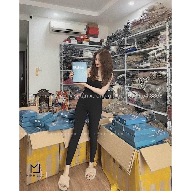 Quần legging cạp cao ghen bụng hộp xanh HELLO mẫu mới Banamo Fashhion 7112