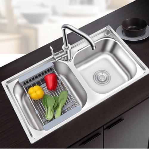 Kệ rổ inox để bồn rửa chén điều chỉnh chiều dài