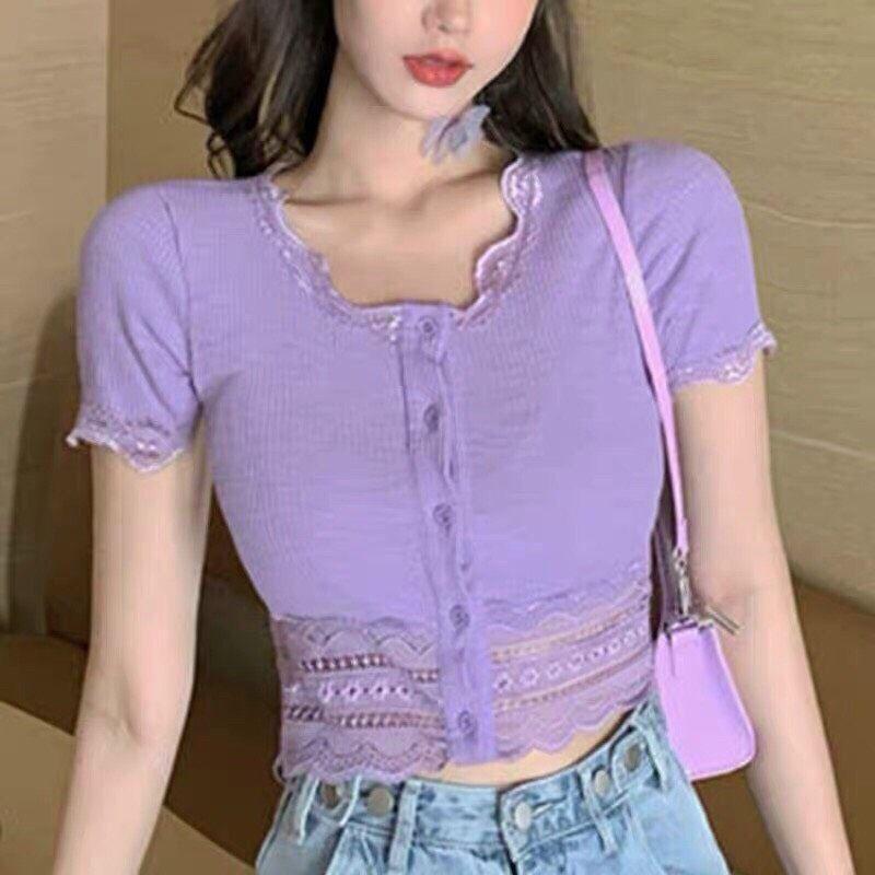 Áo Croptop Viền Ren