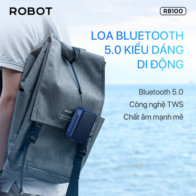 [[ Loa Không Dây Bluetooth 5.0 - Nghe 8h - Phạm Vi 10m ]] - Cho iOS/Apple (iPhone/iPad), Android (Samsung, Sony, Xiaomi, Huawei, Oppo) Màu Đen - RB100 -  Hàng Chính Hãng