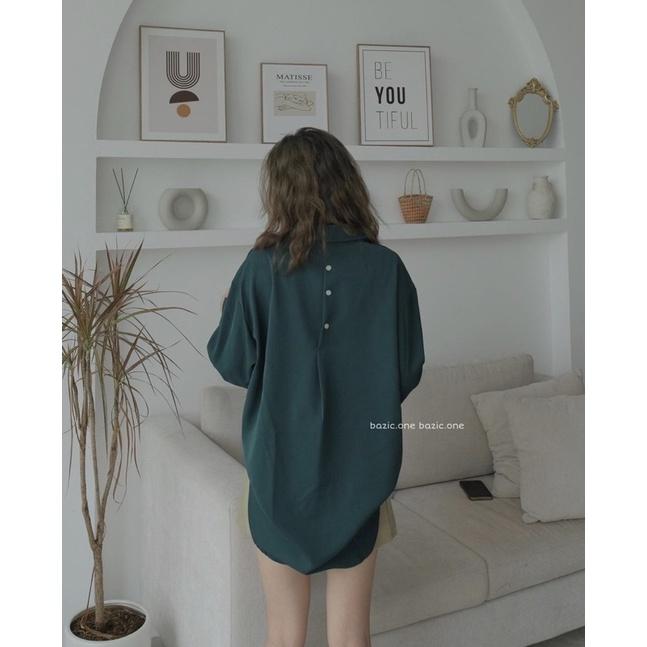Sơmi đuôi tôm cách điệu dáng rộng oversize