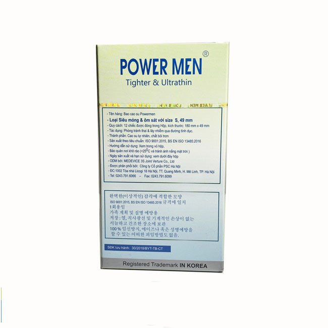 Bao Cao Su Size Nhỏ Siêu Mỏng Power Men Tighter Ultrathin (H12) - Cỡ 49mm Ôm Khít - Che Tên Sản Phẩm