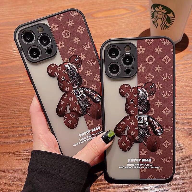 Ốp nhám in viền hình Bearbrich/Phi Hành Gia dành cho ip 7P8P/Xs/XsMax/11/11promax/12/12promax