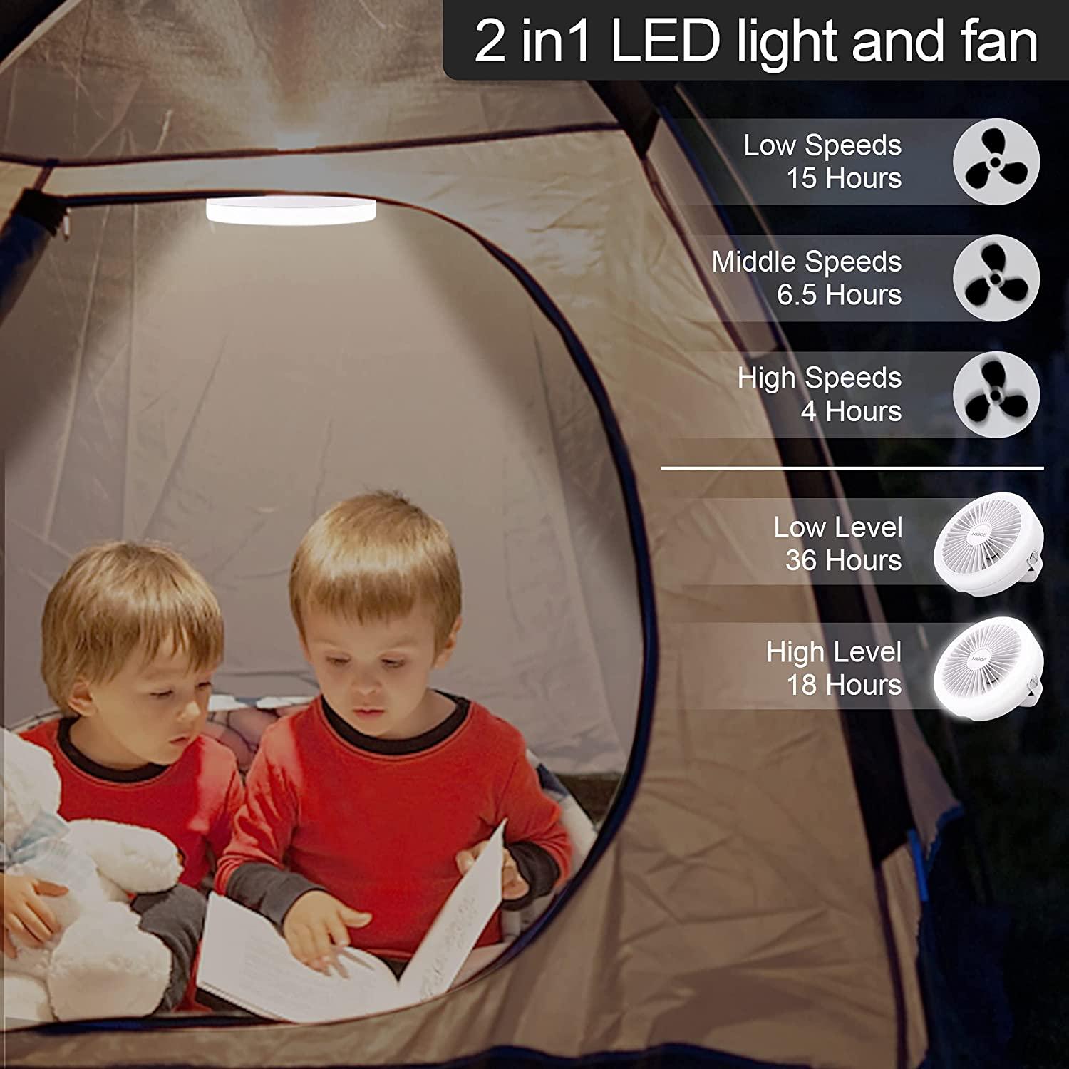 Quạt câm với đèn LED, USB 3-in-1 máy tính với điều khiển từ xa, quạt lều cho văn phòng trong và ngoài trời