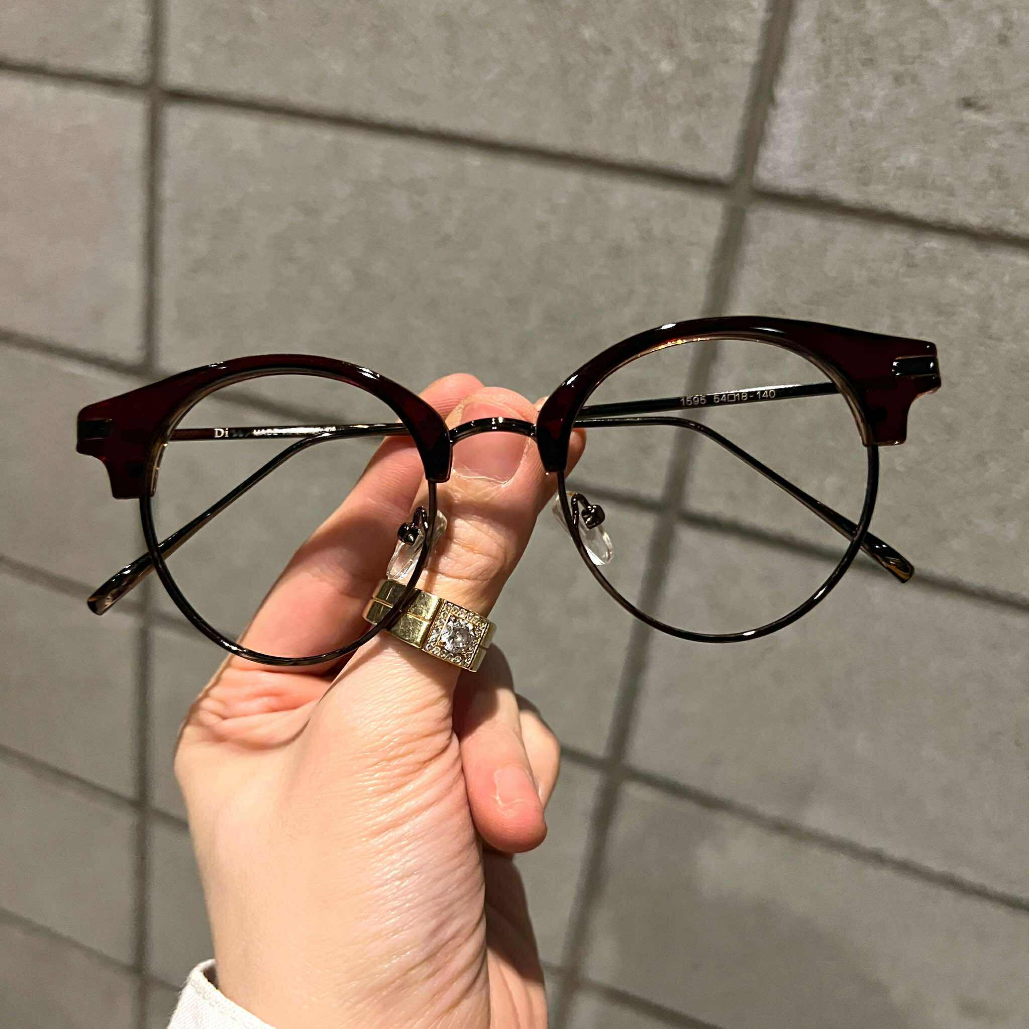 Kính thời trang nam nữ dáng mắt tròn to kim loại