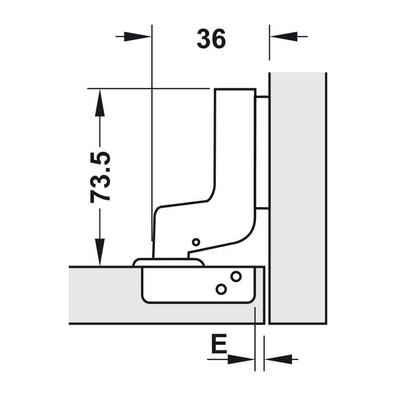 Bản lề giảm chấn Hafele Metalla A 110°, thép, lắp lọt lòng, cong nhiều - 493.03.025