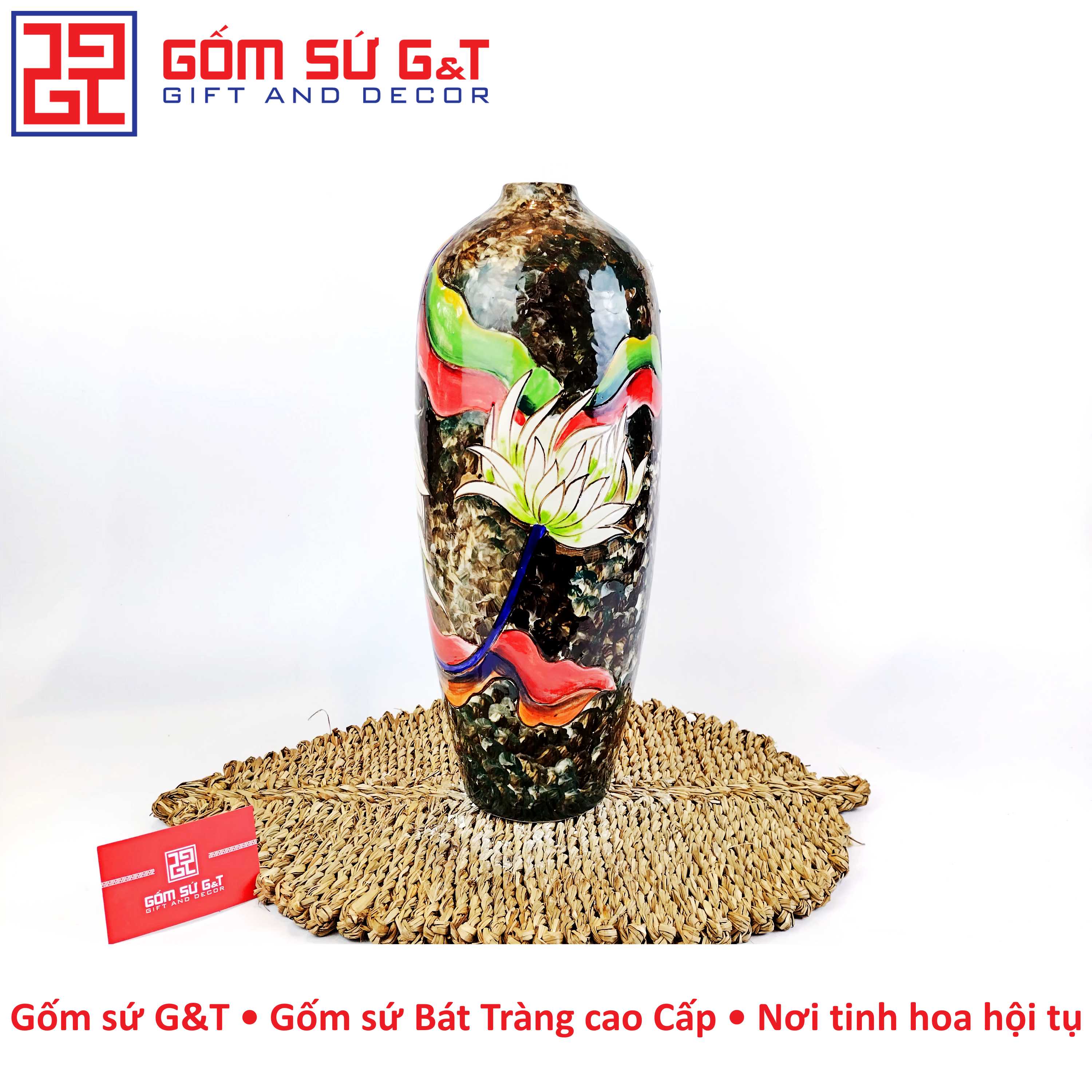 Lọ hoa dáng bom vẽ hoa chuối Gốm Sứ G&T