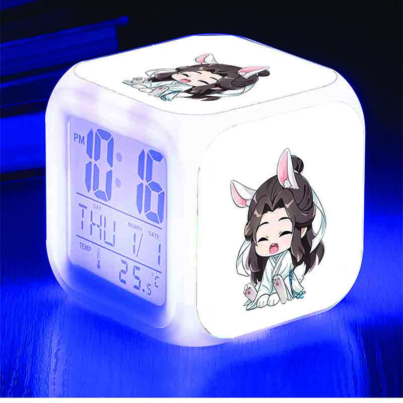 Đồng hồ báo thức để bàn in hình THIÊN QUAN TỨ PHÚC manhua chibi anime đèn LED đổi màu