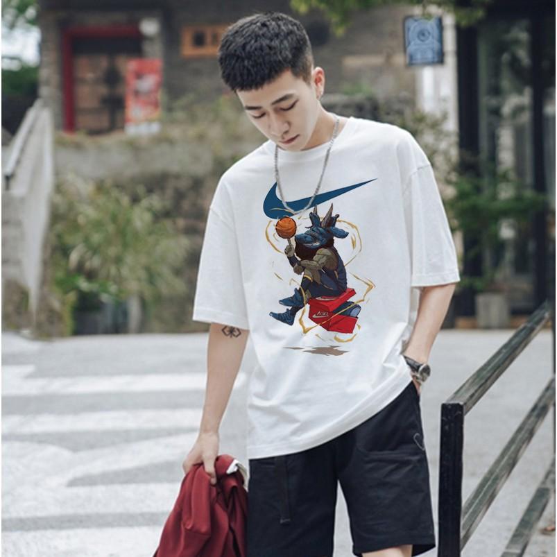 Áo Thun Tay Lỡ Trâu bóng Rổ Thương Hiệu