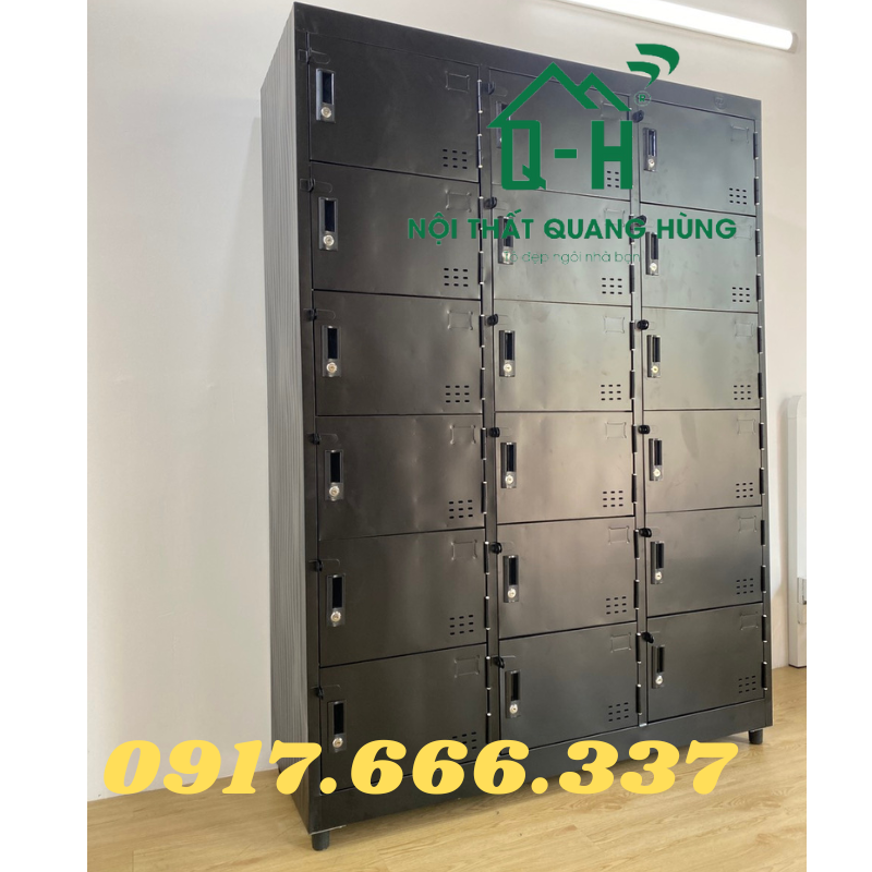 TỦ HỒ SƠ LOCKER TĨNH ĐIỆN 18 NGĂN MÀU ĐEN DÀNH CHO VĂN PHÒNG - 1M8X1M2X45CM