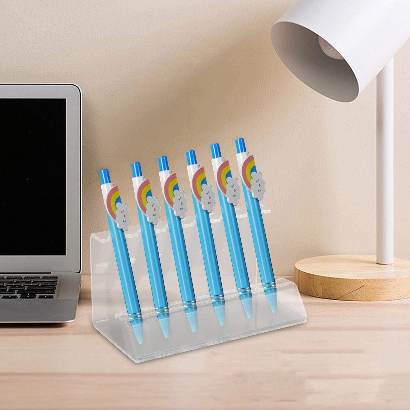 Pen Rack Holder Acrylic Pen Holder Acrylic Storage Cosmetic Brushes Supplies Office Vertical Countertop Pen Holder Display Stand