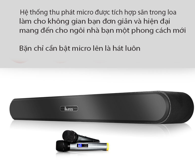 loa thanh tivi loa soundbar karaoke gồm 2 micro UHF D9100K ( hàng nhập khẩu ) có phíc điện đa năng đi kèm