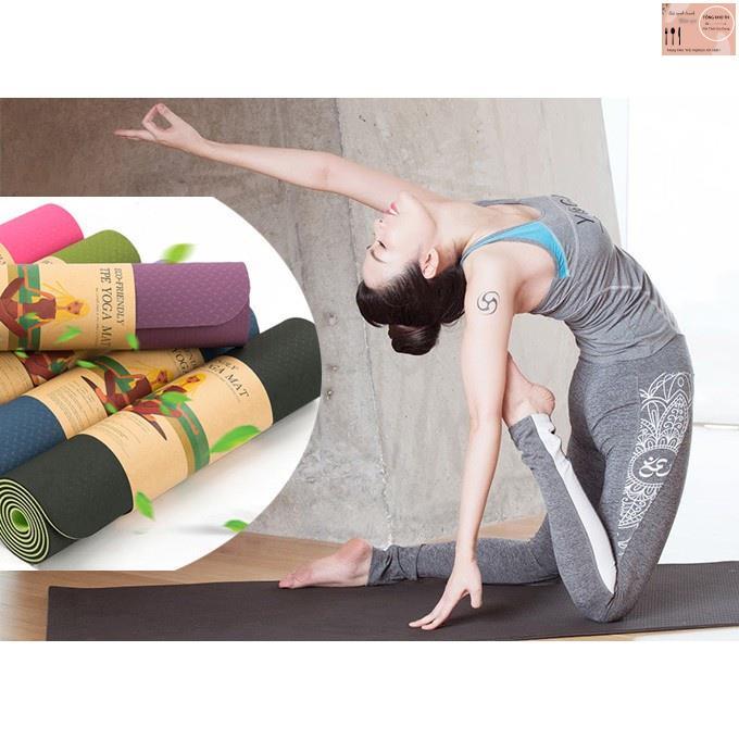 Thảm tập YOGA chống trượt chất liệu TPE an toàn và thân thiện với môi trường, Thảm tập GYM tại nhà tập thể dục chất liệu tpe 2 lớp chống trơn tuyệt đối, Thảm tập tại nhà đa năng