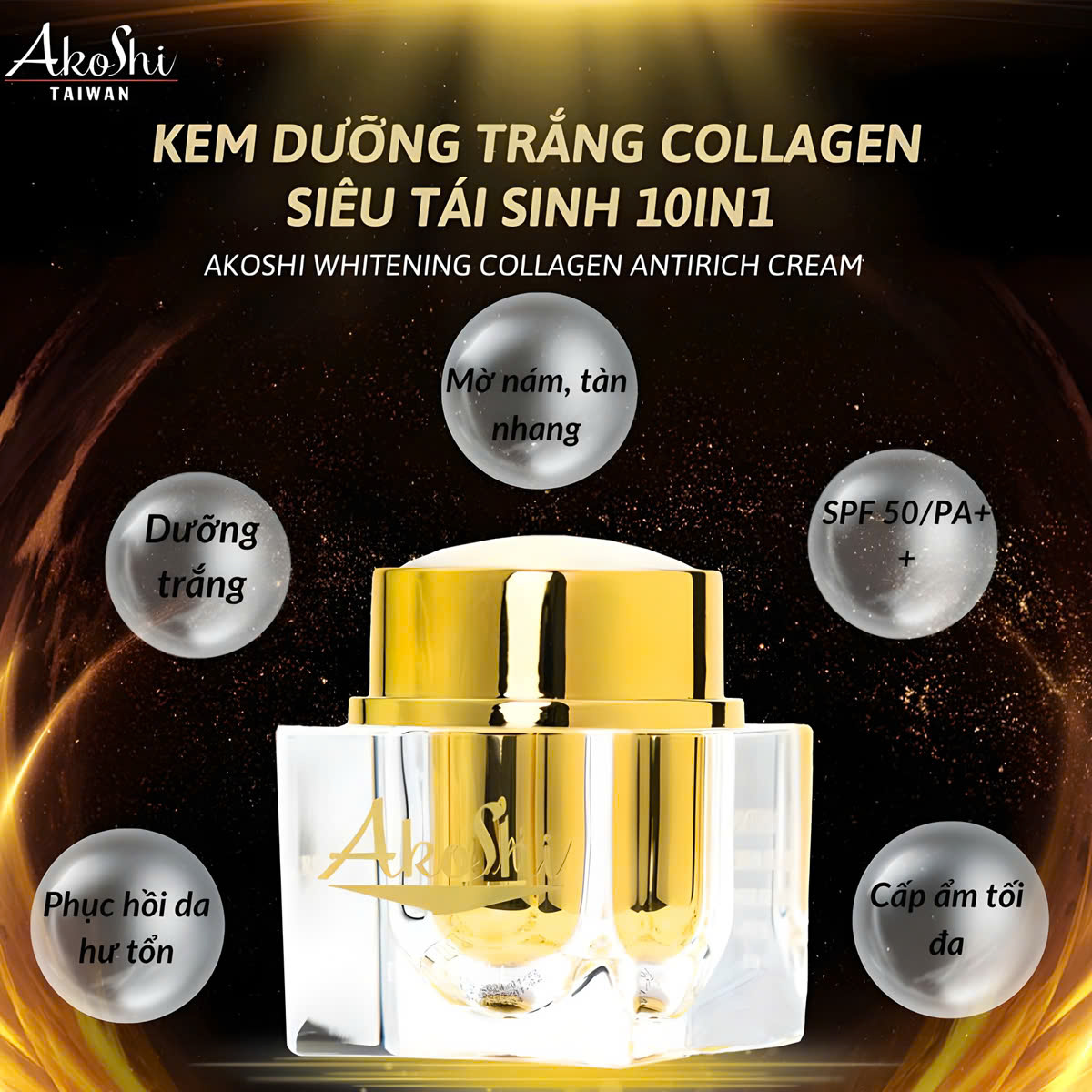 Kem Akoshi siêu dưỡng trắng da 10 trong 1