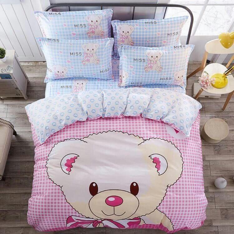 Bộ chăn ga gối Hàn Quốc gấu đáng yêu