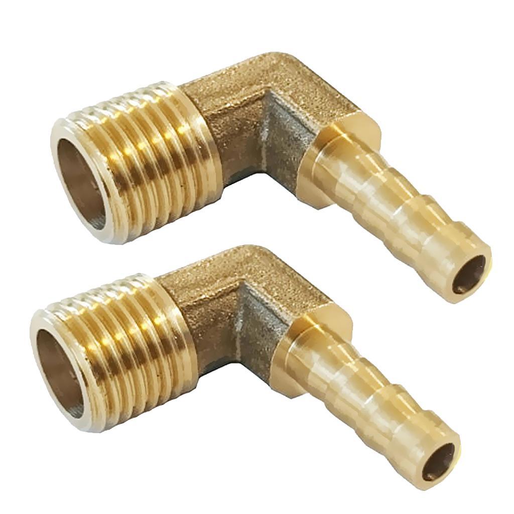 2 pcs 1/4'' BSP to 8mm +1 pcs 1/8'' BSP to 8mm Brass Male Elbow Hose Fittings
