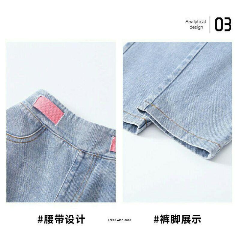 Set quần jeans và áo sơ mi hoa nhí bé gái siêu xinh