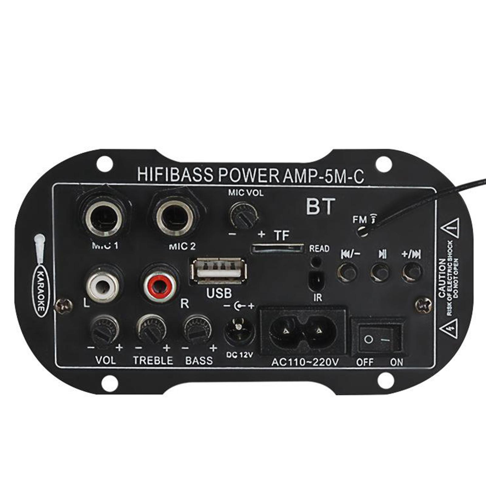 Hi Bass Power Amplifier AMP Radio TF/USB Player DIY for Home Theater 220V