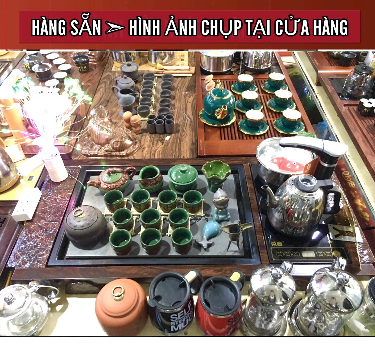 Bộ bàn trà điện đa năng thông minh ,khung gỗ mặt đá sứ đẹp cao cấp , Bếp đun nước cảm ứng inox , Ấm chén trà đạo độc lạ cối xay tự động -0914 , sản phẩm bao gồm đầy đủ như hình