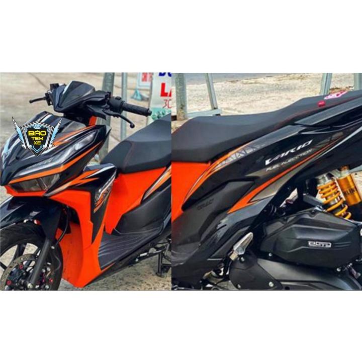 Tem rời dán xe vario 150 sọc chéo cam đen 2 - Bi Decal