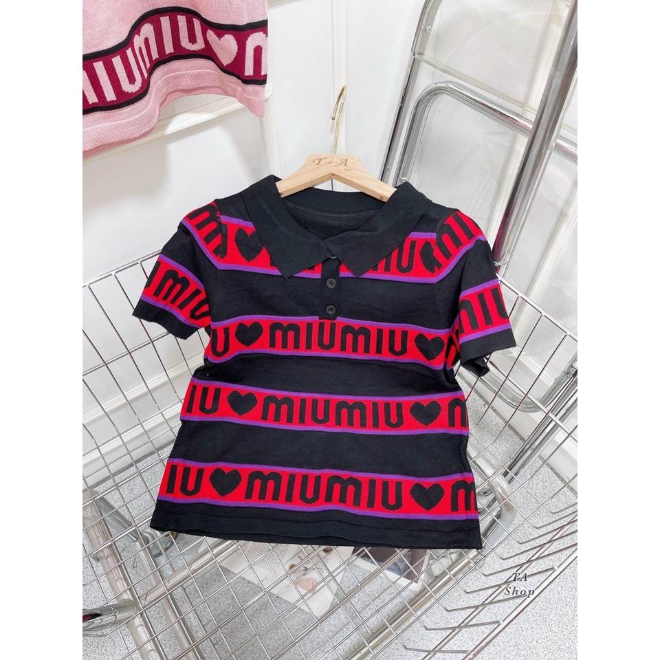 Áo len dệt kim cổ bẻ Miumiu kiểu áo polo