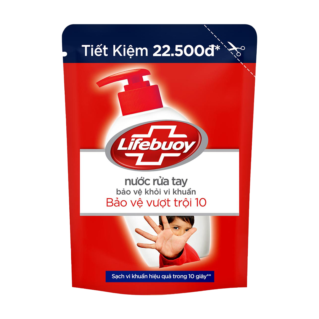 Nước rửa tay bảo vệ khỏi vi khuẩn Lifebuoy Bảo Vệ Vượt Trội 10 (Túi 400g)