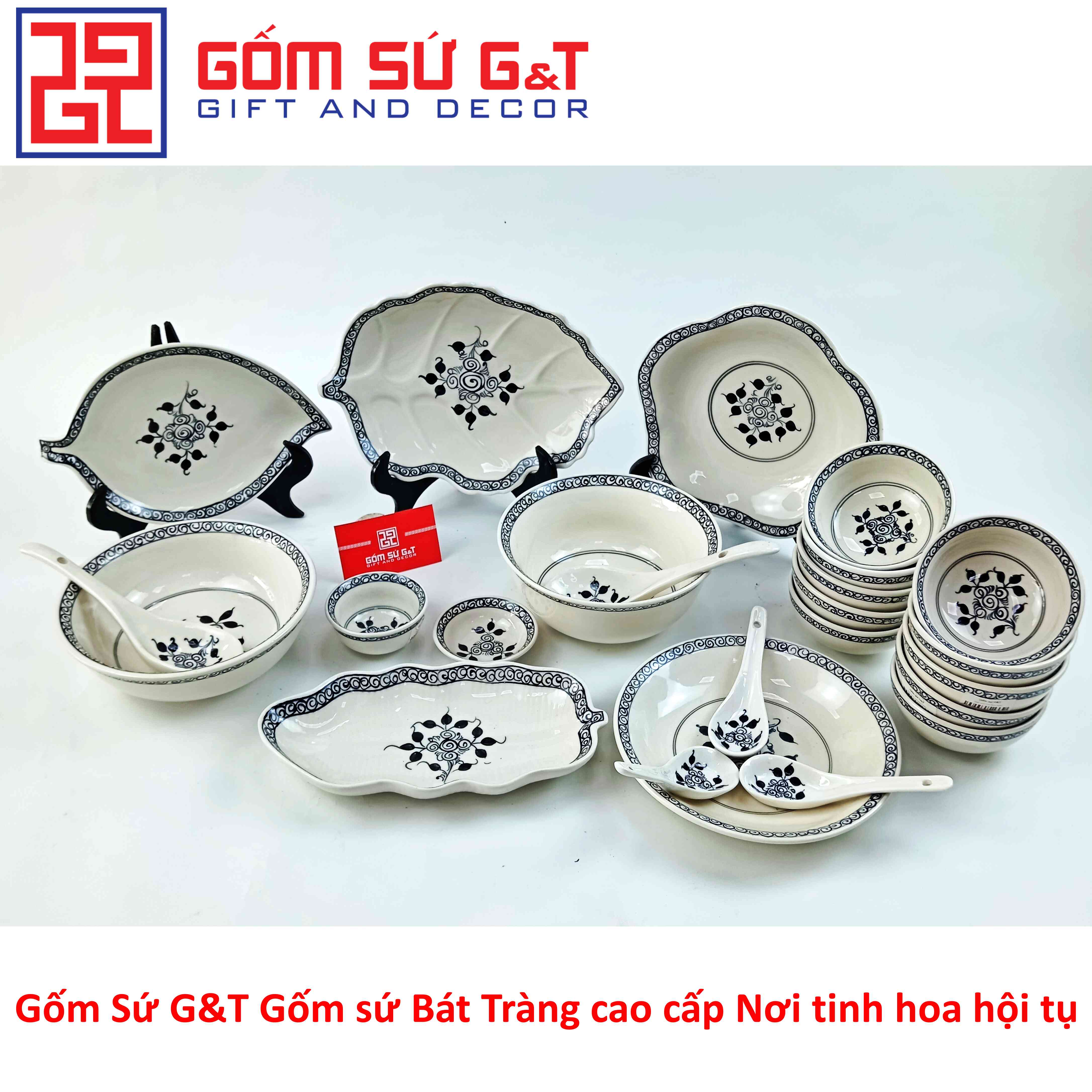Bộ đồ ăn 10 người vẽ hoa móc set 1 Gốm Sứ G&amp;T