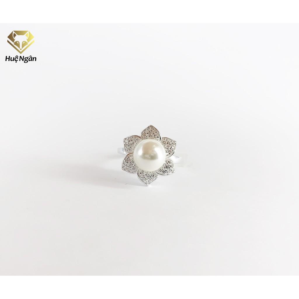 Nhẫn bạc Ý 925 Huệ Ngân - Hoa sen trắng RR1169