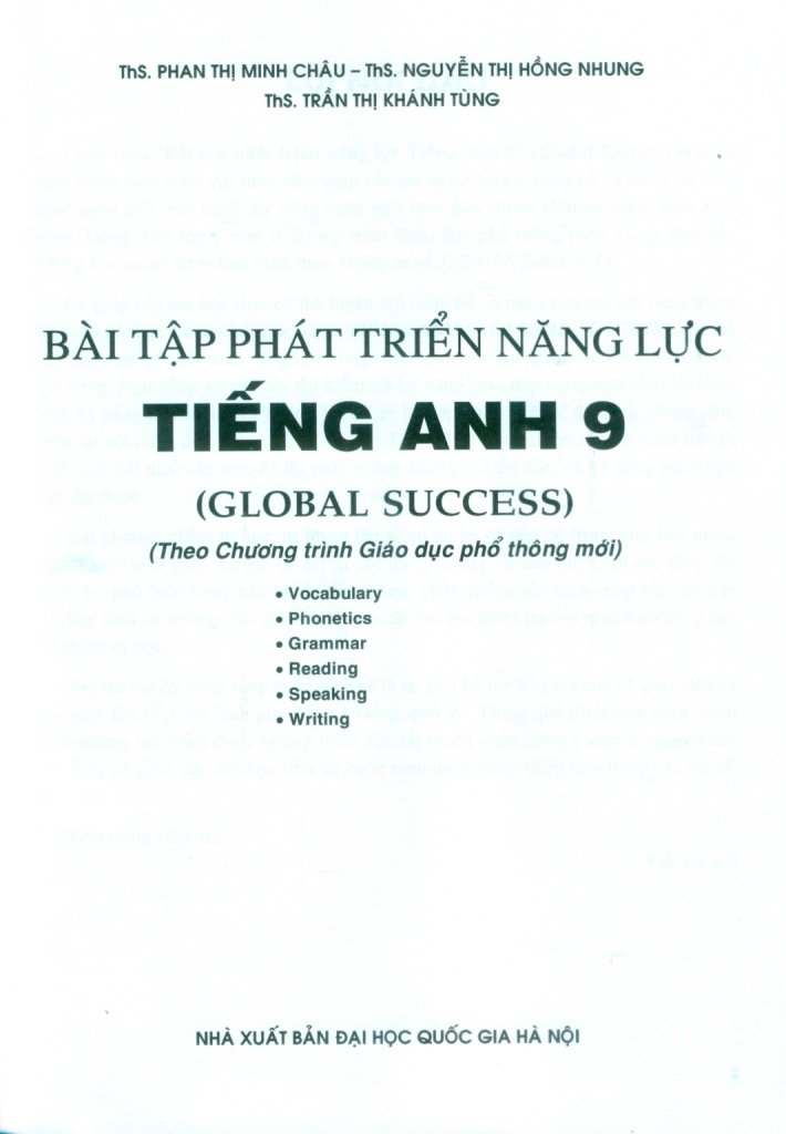 Sách - Bài tập phát triển năng lực Tiếng Anh 9 (Global Success)