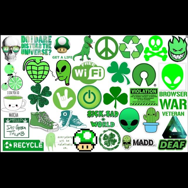 Tổng hợp sticker chống nước tông xanh lá Green
