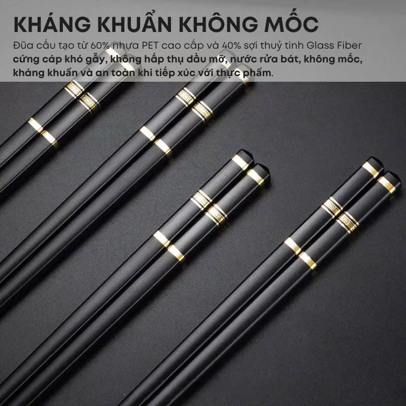 Combo 30 Đôi Đũa 3 Sọc Mạ Vàng Hình Cô Gái Nhật Bản Kháng Khuẩn Chịu Nhiệt - Hàng chính hãng