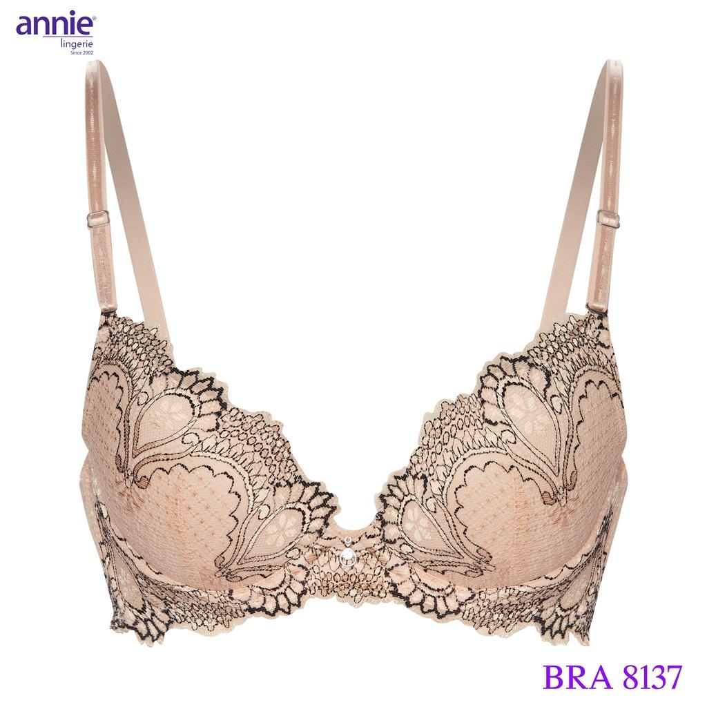 Áo ngực ren cao cấp annie bra 8137 mút vừa nâng ngực, xẻ V tạo khe ngực gợi cảm, trẻ trung, thoáng mát, có quần đồng bộ