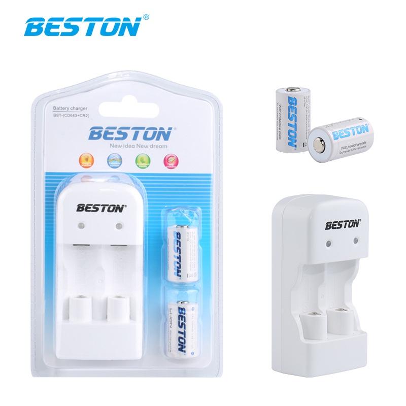 Bộ 2 pin sạc CR2 kèm sạc Beston CD643 dùng cho máy ảnh, camera, thiết bị đo, đèn pin, ống nhòm