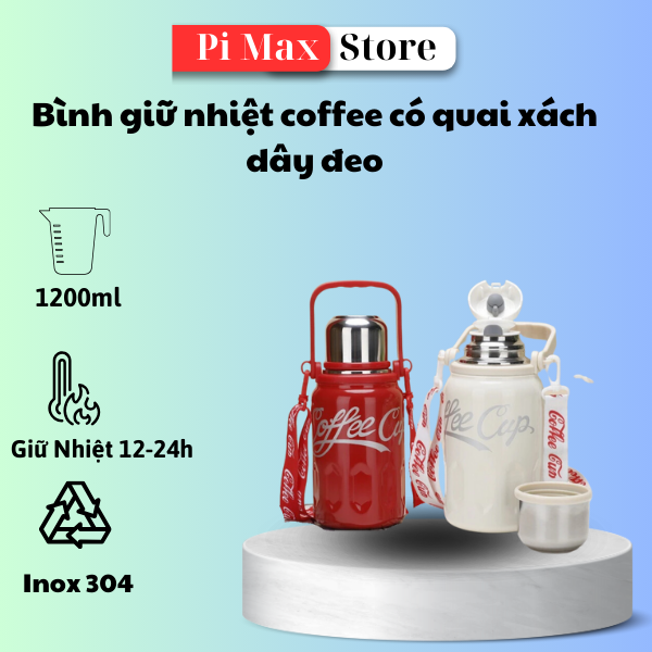 Bình Giữ Nhiệt Coffee Cup , Bình Nước Inox 316 Nắp Kín Kèm Quai Đeo Và Khay Lọc