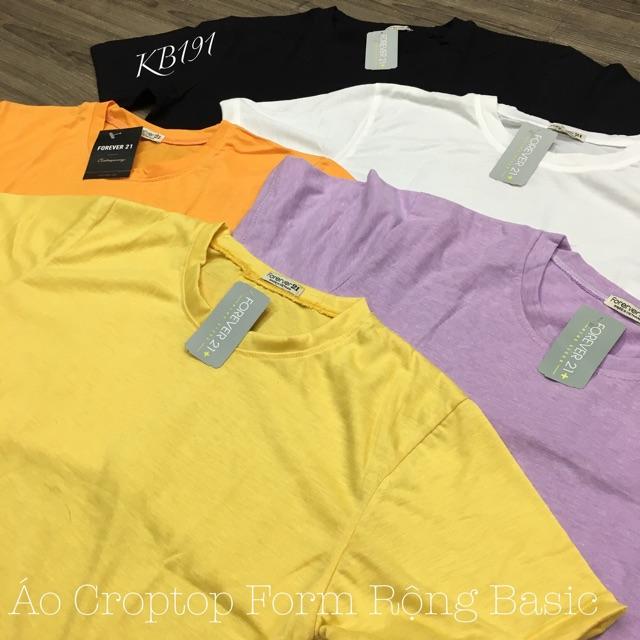 Áo Croptop Form Rộng Basic - Áo Croptop Cổ Tròn Form Rộng Tay Lỡ AN03