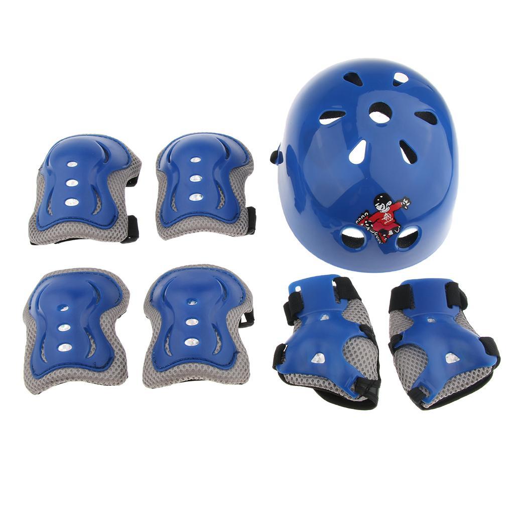7 Pcs Kid Child Roller Skating Bicycle Helmet Knee Wrist Guard Elbow Pad