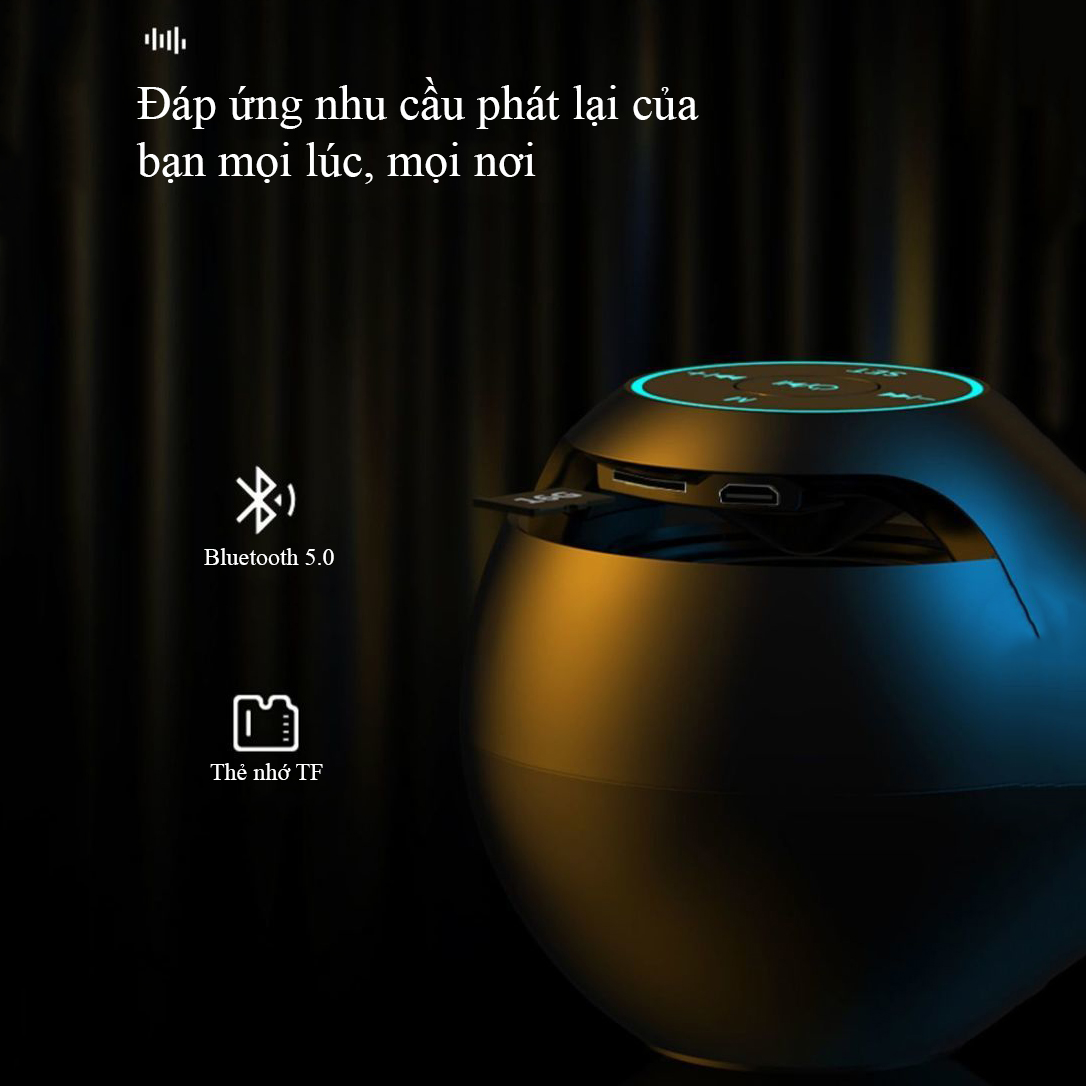 Loa mini bluetooth kiêm đồng hồ báo thức, đèn LED, dung lượng pin 2000mAh hỗ trợ thẻ nhớ mở rộng - k1306