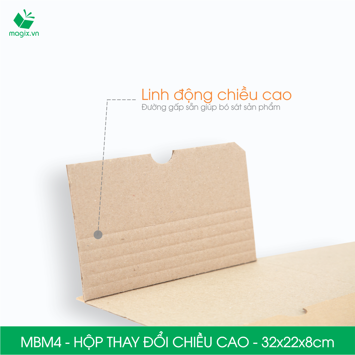 MBM4 - 32x22x8cm - Combo 20 Hộp carton thay đổi chiều cao - Thùng carton đóng hàng