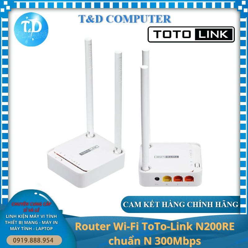 Bộ phát WiFi Totolink N200RE Mini Router chuẩn N 300Mbps - Hàng chính hãng DGW phân phối