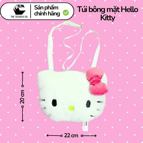 Túi bông mặt dành cho Hello Kitty, Túi Sanrio Chính Hãng, Quà tặng đáng yêu, Sản phẩm chính hãng, Phân phối bởi Teenbox