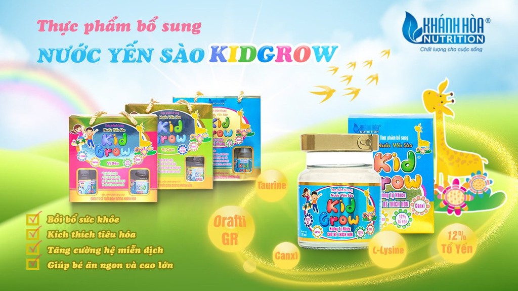 Nước yến sào 12% Tổ Yến KIDGROW Hương Cam Khánh Hòa Nutrition - Hộp 70ml