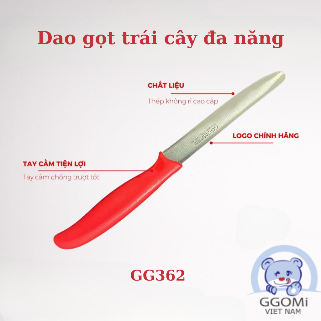 Hàng chính hãng: Dao gọt trái cây đa năng lưỡi thẳng GGOMi Hàn Quốc GG 362. 4 màu lựa chọn