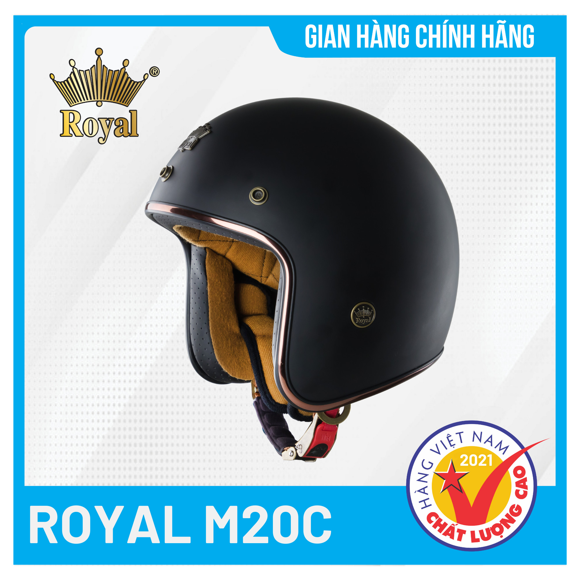 Nón bảo hiểm 3/4 cao cấp Royal M20C Thời trang, Cá tính, Bảo hành chính hãng 12 tháng