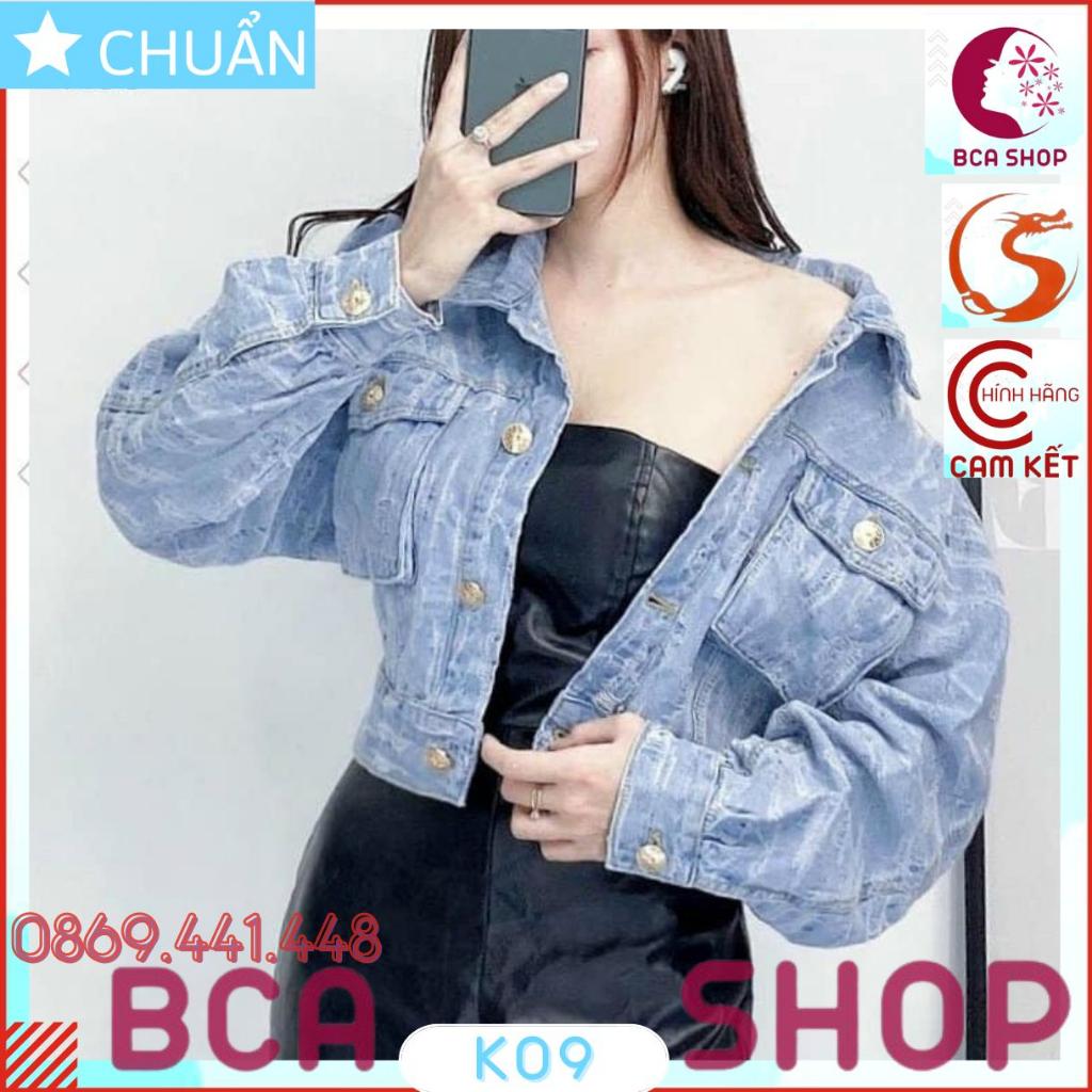 Áo khoác jeans nữ K09 ROSATA tại BCASHOP kiểu dáng croptop, thời thượng với chất jean cao cấp, phom chuẩn