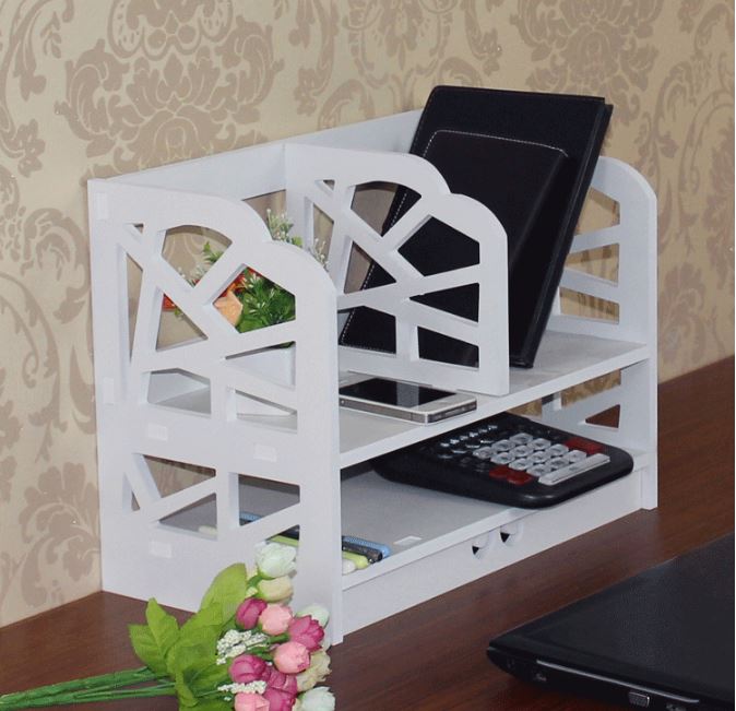 Kệ sách để bàn 3 ngăn , màu trắng thanh lịch