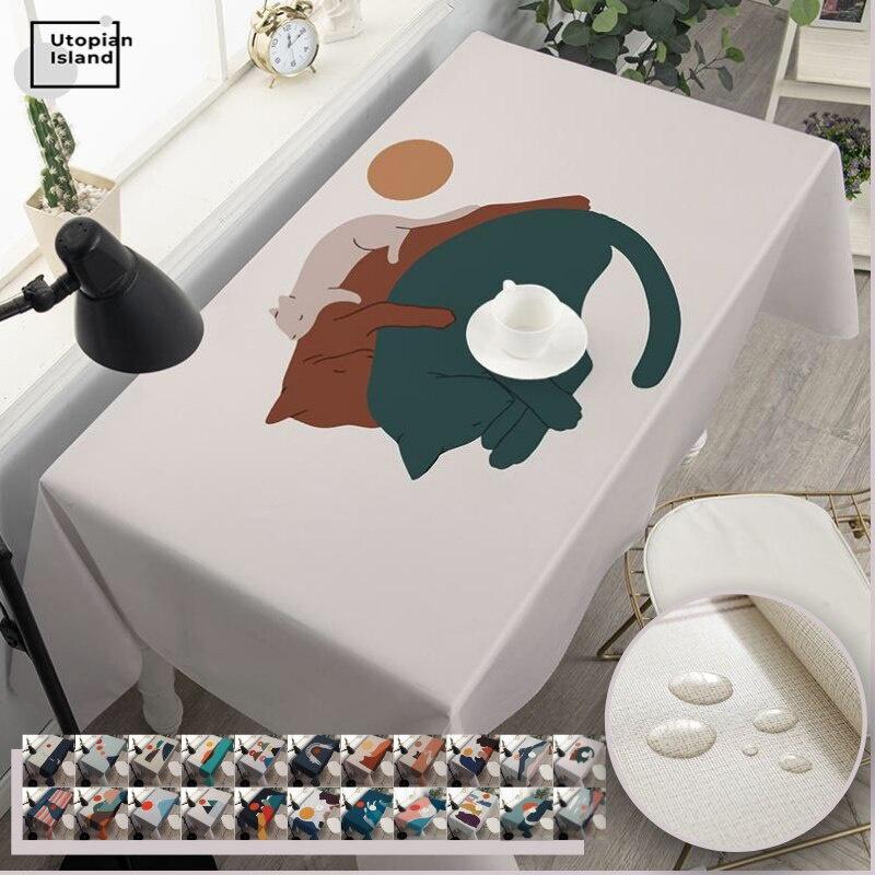 Rectangular Tablecloths Morandi Table Cover Anti-stain Tablecloth For Table For Kitchen Tablecloth Waterproof Wedding Decoration