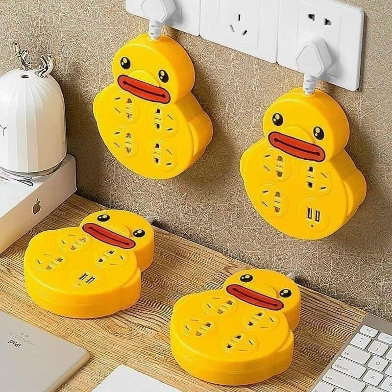 Ổ CẮM ĐIỆN HÌNH CHÚ VỊT ĐÁNG YÊU 3 Ổ CẮM + 2 CỔNG USB ĐA NĂNG TIỆN LỢI - AN TOÀN CHỐNG GIẬT