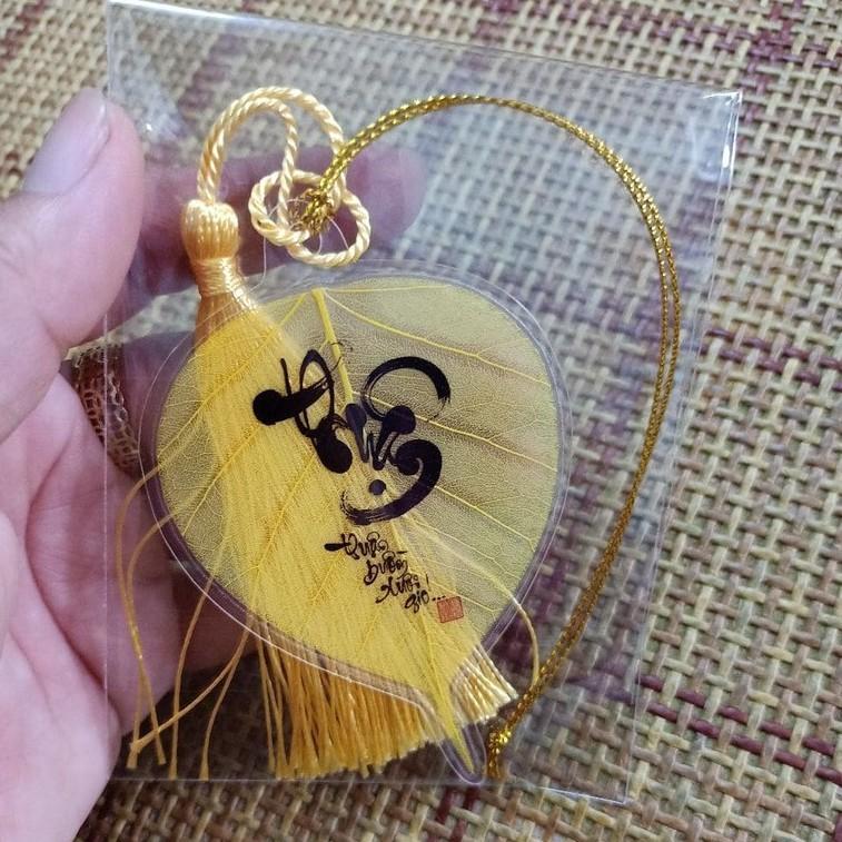 Lá Bồ Đề Tài Lộc Bình An May Mắn ốp điện thoại treo xe ốp ví kẹp sách treo bàn làm việc