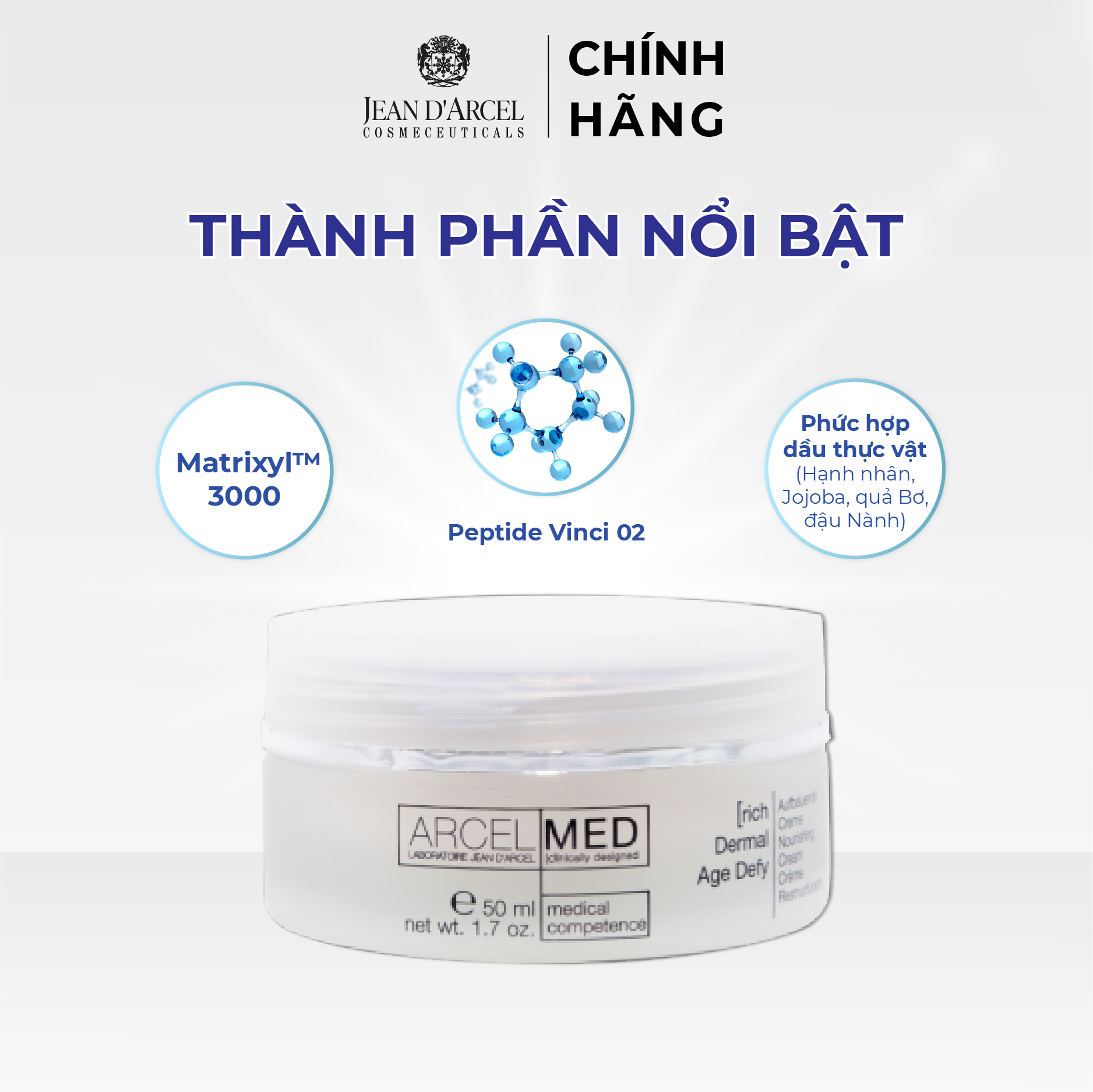 J64 Kem giúp phục hồi da yếu hoặc tổn thương Jean dArcel 50ml