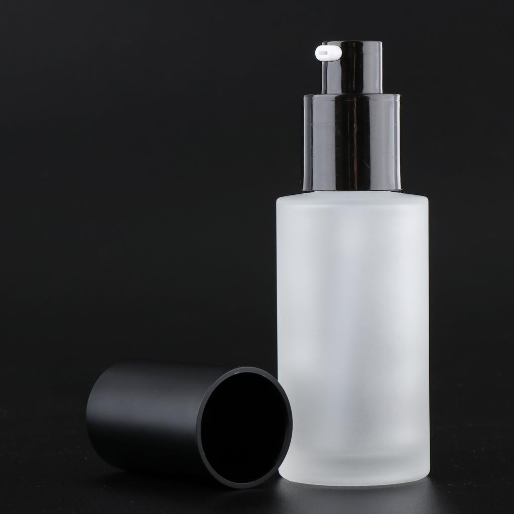 2pcs Leakproof Glass Pump Bottle for Face Cream Toiletries Lotion Container